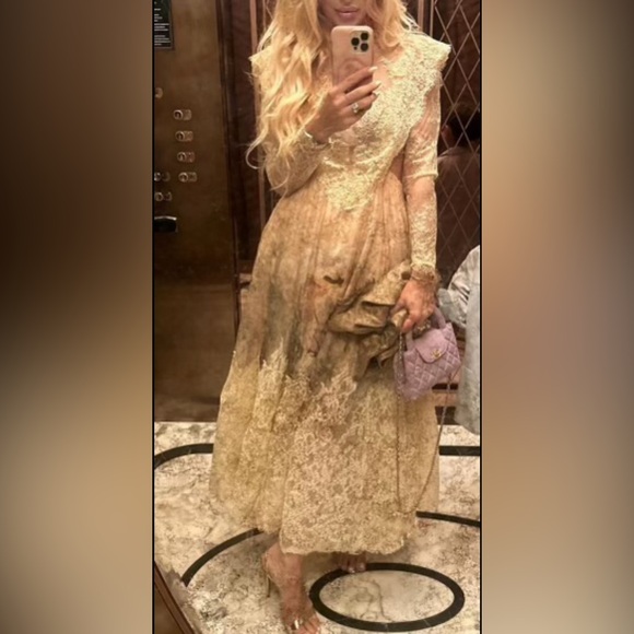 🌸AVAILABLE FOR HIRE🌸 Runway Luminosity Lyrical Corded Lace Gown - Picture 15 of 16